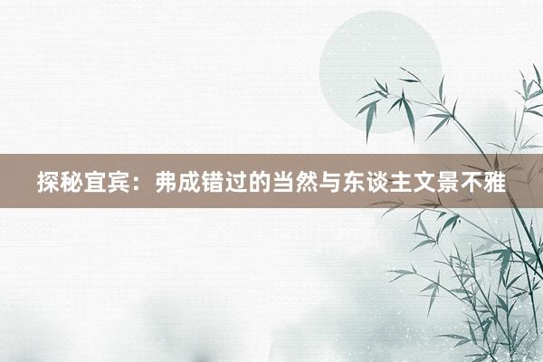 探秘宜宾：弗成错过的当然与东谈主文景不雅